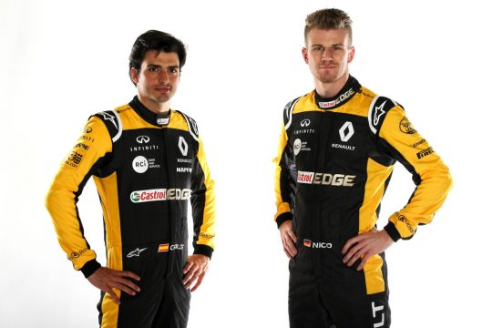 O espanhol Carlos Sainz e o alemão Nico Hulkenberg são os pilotos oficiais da equipe. Foto: Renault